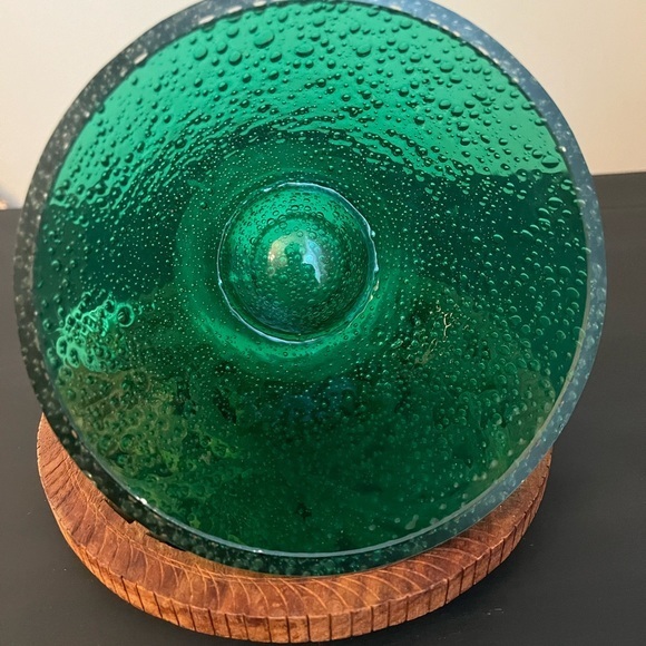 Hand Blown Green Glass Control Bubbles Oil‎ Lamp - Picture 6 of 9